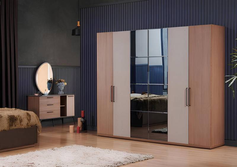 JVmoebel Schlafzimmer-Set Schlafzimmer Set Kleiderschrank Schminktisch Spiegel von JVmoebel
