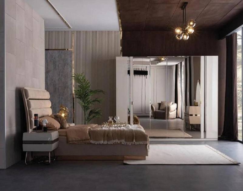 JVmoebel Schlafzimmer-Set Schlafzimmer Set Komplett Bett 2x Nachttische Kleiderschrank, (4-tlg., 4tlg. Schlafzimmer Set (Bett + 2x Nachttische + Kleiderschrank), Made in Europa von JVmoebel