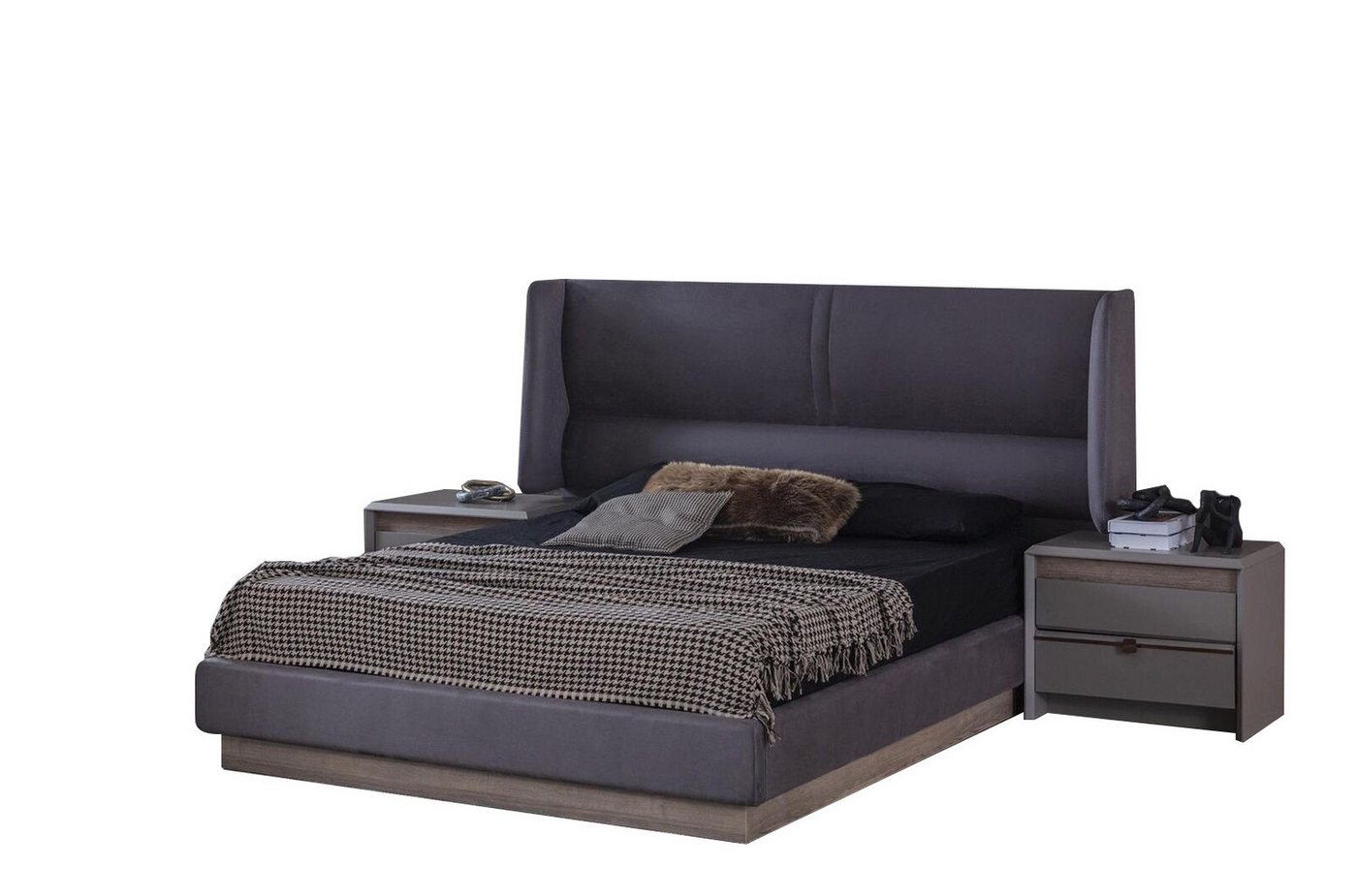 JVmoebel Schlafzimmer-Set Schlafzimmer Set Luxus Komplettes Bett 2x Nachttisch Modern 3tlg, (3-St., 1x Bett + 2x Nachttische), Made in Europa von JVmoebel