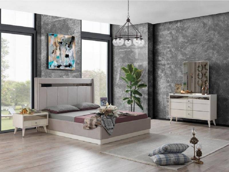 JVmoebel Schlafzimmer-Set Schlafzimmer Set Weiß Designer Hochwertig Bett Kommode 2 Nachttische, (4-tlg., 4tlg Set(Bett +2x Nachttische+Kommode), Made in Europa von JVmoebel