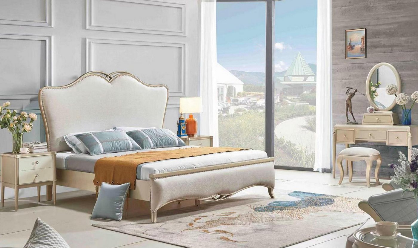 JVmoebel Schlafzimmer-Set Schlafzimmer Set in Weiß mit Bett und 2 Nachttischen, 3 Teile, Made in Europa JVmoebel Schlafzimmer-Set Schlafzimmer Set in Weiß mit Bett und 2 Nachttischen, 3 Teile, Made in Europa von JVmoebel