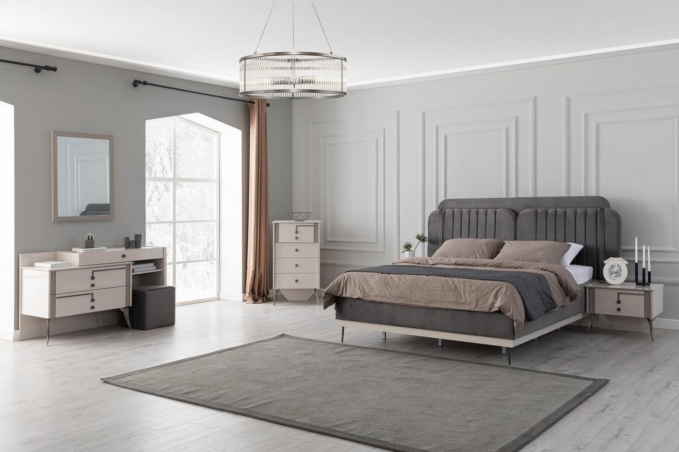 JVmoebel Schlafzimmer-Set Schlafzimmer Set inklusive 2 Nachttischen, 7 Teile Möbel, (7-tlg., Schlafzimmer-Set 7tlg), Made in Europa von JVmoebel