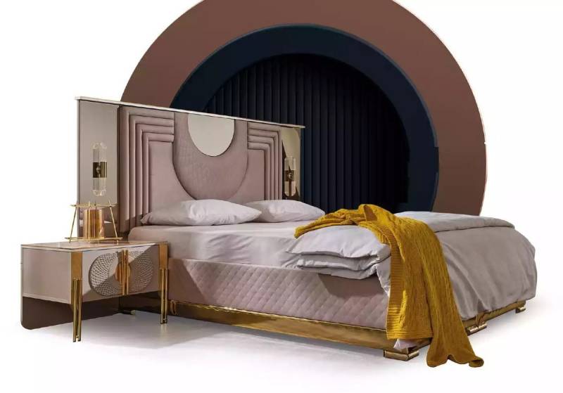 JVmoebel Schlafzimmer-Set Schlafzimmer Set mit Bett und 2 Nachttischen, (3-tlg., Bett, 2x Nachttisch), Made in Europa von JVmoebel