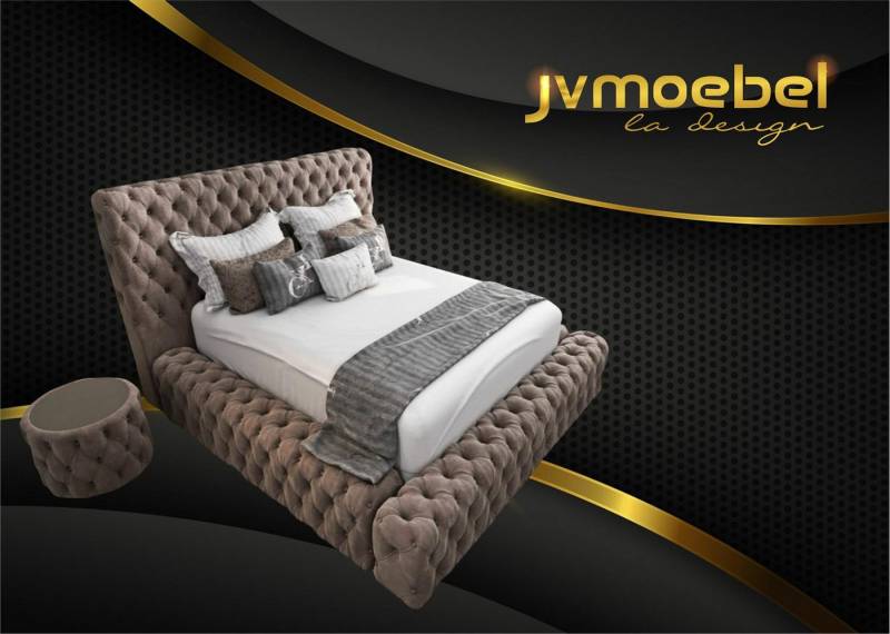 JVmoebel Schlafzimmer-Set Schlafzimmer Set mit Bett und 2 Nachttischen in Braun, Made in Europa von JVmoebel