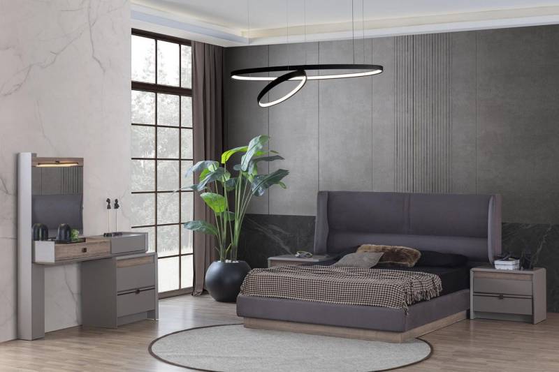 JVmoebel Schlafzimmer-Set Schlafzimmermöbel Set: Bett, Schminktisch & 2 Nachttische, (4-tlg., 1x Bett + 2x Nachttisch + 1x Schminktisch), Made in Europa von JVmoebel