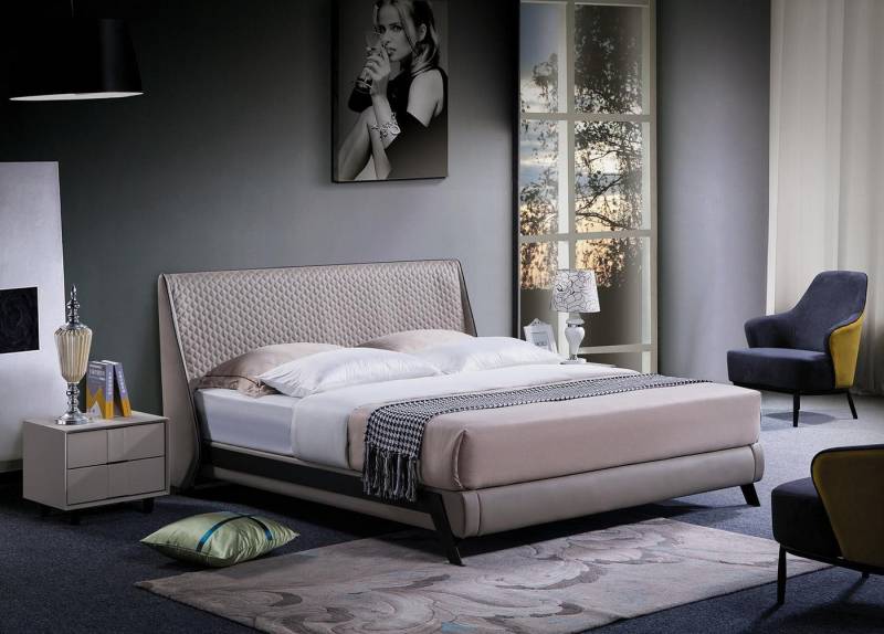 JVmoebel Schlafzimmer-Set Schlafzimmermöbel Set: Bett mit 2 Nachttischen in Grau, Made in Europa JVmoebel Schlafzimmer-Set Schlafzimmermöbel Set: Bett mit 2 Nachttischen in Grau, Made in Europa von JVmoebel