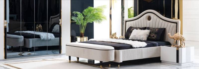 JVmoebel Schlafzimmer-Set Set 3tlg. Schlafzimmer Garnitur Bett 2x Nachttisch Stil Italienische, (3-tlg), Made in Europa von JVmoebel