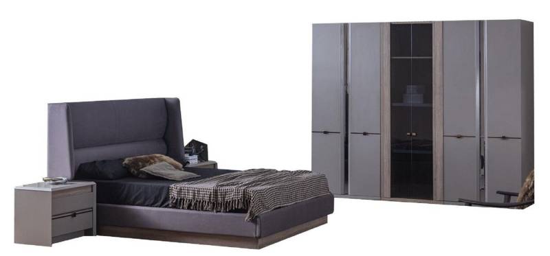 JVmoebel Schlafzimmer-Set 4-teiliges Schlafzimmer-Set: Bett, Schränke & 2 Nachttische, (4-tlg., 1x Bett + 2x Nachttische + 1x Kleiderschrank), Made in Europa von JVmoebel