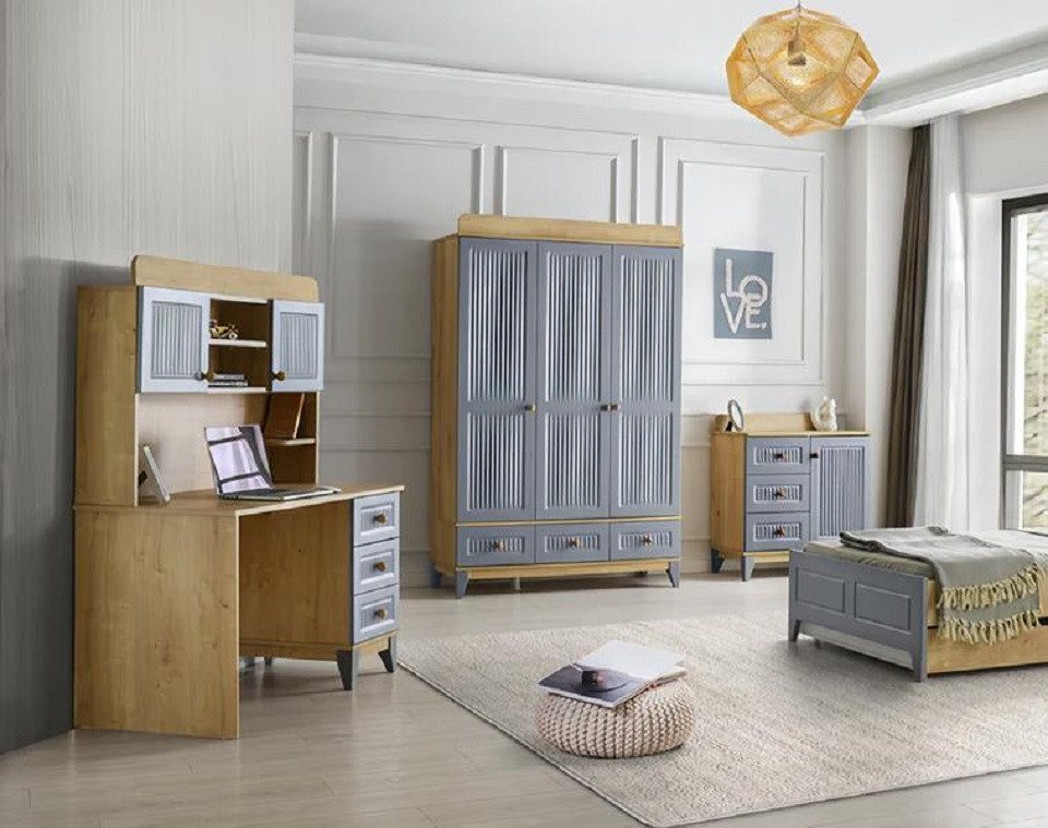 JVmoebel Schlafzimmer-Set Set Kommode Kleiderschrank Schreibtisch Modernes Design Kinderzimmer, (3-tlg., 3tlg. Set (Kommode + Kleiderschrank + Schreibtisch), Made in Europa von JVmoebel