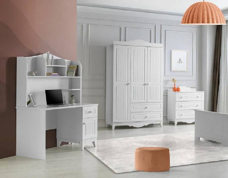 JVmoebel Jugendzimmer-Set Set Kommode Kleiderschrank Schreibtisch Modernes Design Stilvolle, (3-tlg., 3tlg. Set (Kommode + Kleiderschrank + Schreibtisch), Made in Europa von JVmoebel