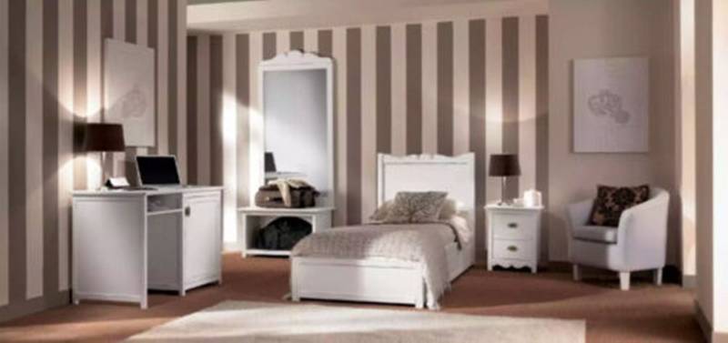 JVmoebel Jugendzimmer-Set Weiß Schlafzimmer Bett Nachttisch Schreibtisch Standspiegel Set, (4-tlg., Nur Bett + Nachttisch + Schreibtisch + Standspiegel), Made in Europa von JVmoebel