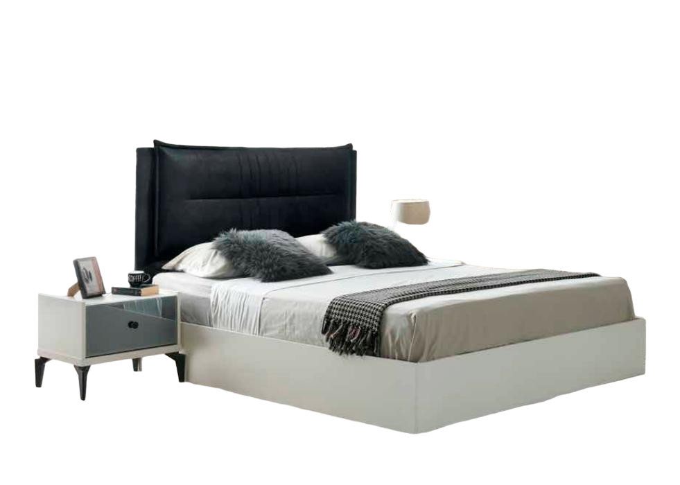 JVmoebel Schlafzimmer-Set Zweifarbig Schlafzimmer-Set 3tlg Bett Nachttische Weiß Schwarz Modern, (3-St., Bett + 2x Nachttische), Made in Europa von JVmoebel