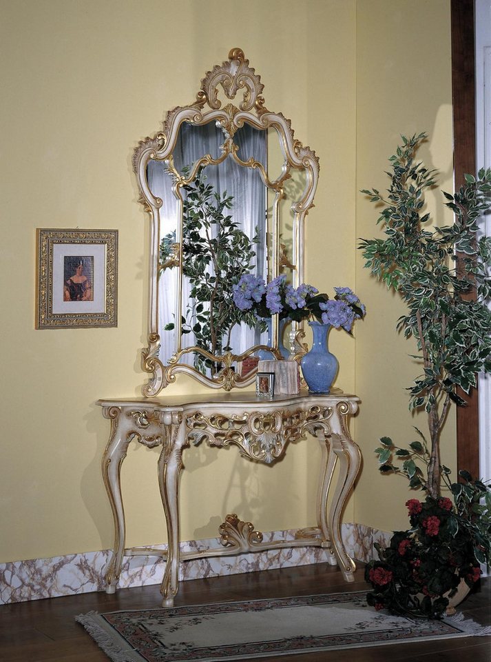 JVmoebel Konsolentisch Spiegel Konsolentisch Konsole Frisierkommode Frisiertisch Shabby Weiß, Made in Europa von JVmoebel