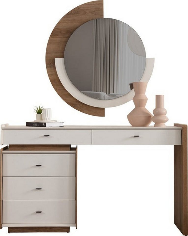 JVmoebel Schminktisch Eleganter Schminktisch mit Rundspiegel Set für das Schlafzimmer (2-St., Schminktisch/Spiegel), Made in Europa von JVmoebel