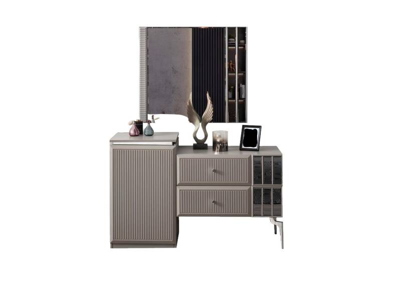 JVmoebel Schminktisch Grau Holz Schminktisch mit Spiegel für das Schlafzimmer (2-St., Kommode/Spiegel), Made in Europa von JVmoebel