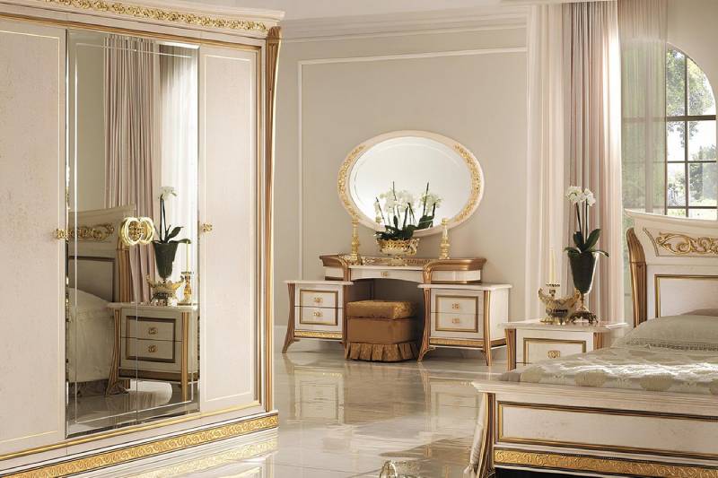 JVmoebel Schminktisch Jugendstil Nachttisch mit Hocker und Spiegel im antiken Design (Schminktisch), Made in Europa von JVmoebel