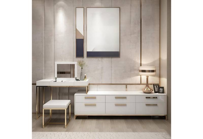 JVmoebel Schminktisch Kosmetik Tisch mit Spiegel und Holz Konsole für das Schlafzimmer, Made in Europa von JVmoebel