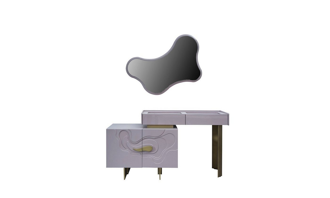 JVmoebel Schminktisch Moderne Rosa Kommode mit Spiegel für das Schlafzimmer aus Holz (2-St., Schminktisch + Spiegel), Made in Europa von JVmoebel