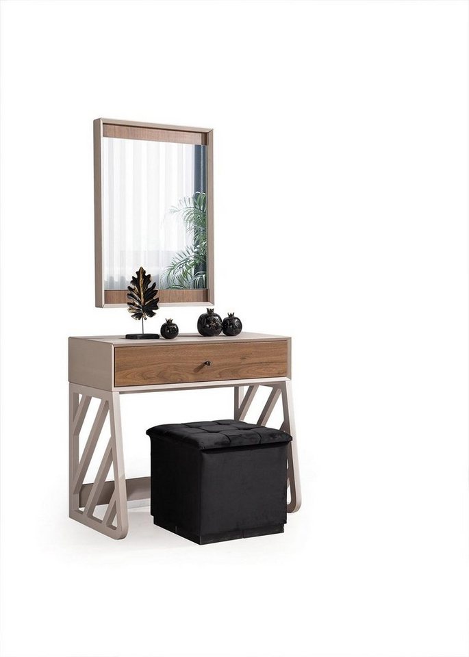 JVmoebel Schminktisch Schlafzimmer Set Modernes Beige Möbel mit Schminktisch und Spiegel (2-St., Schminktisch + Spiegel), Made in Europa von JVmoebel