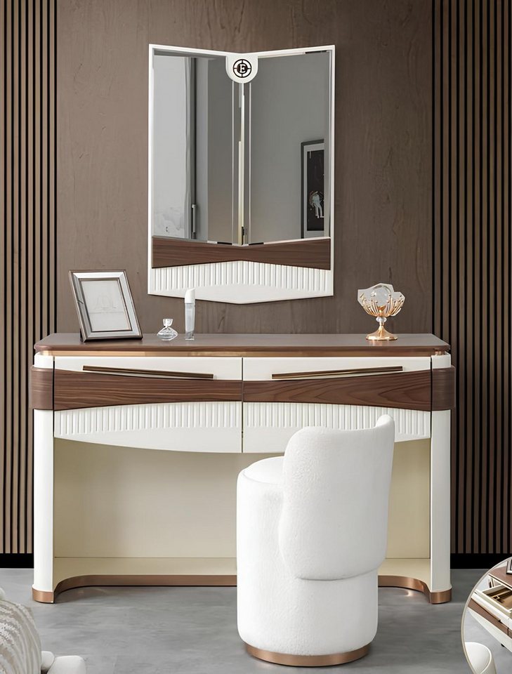 JVmoebel Schminktisch Schlafzimmer Set Schminktisch + Spiegel mit Pouf Sitzkissen Kommode (3-St., Schminktisch + Spiegel + Pouf), Made in Europa von JVmoebel