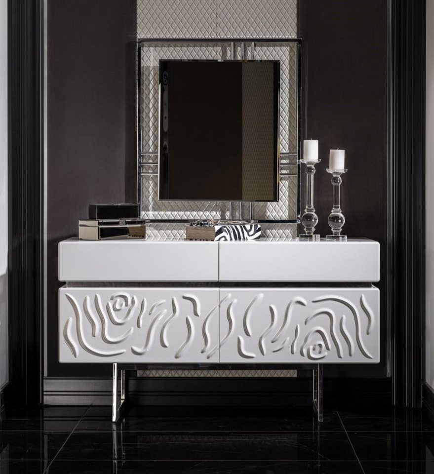 JVmoebel Schminktisch Weiße Holzkommode mit Spiegel - Eleganter Schminktisch für (Spiegel, Kommode), Made in Europe von JVmoebel