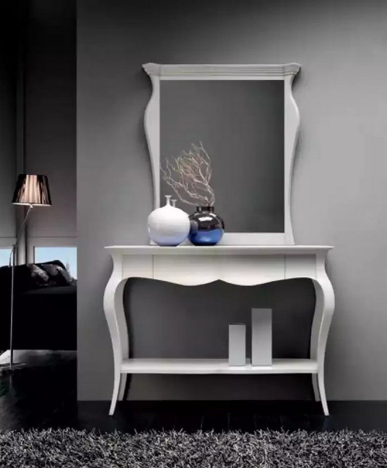 JVmoebel Schminktisch Weiße Schminkkonsole mit Spiegel für das Schlafzimmer (2-St., 1x Konsole + 1x Spiegel), Made in Europa von JVmoebel