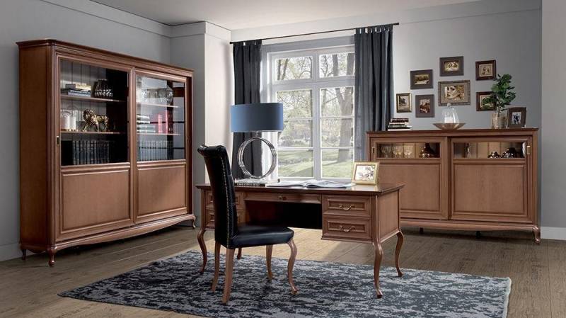 JVmoebel Schreibtisch Büro Möbel Regal Kommode Sessel Vitrine Komplettes 4tlg. Braun, Made in Europa von JVmoebel
