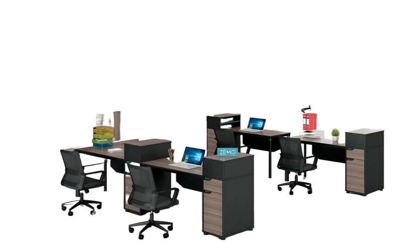 JVmoebel Schreibtisch Computertisch Tische Bürotisch Arbeitstisch Büro Tisch Holz Regal Grau, Made in Europa von JVmoebel
