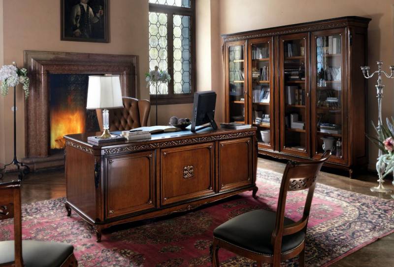 JVmoebel Schreibtisch Büro Tisch Sessel Einrichtung tisch Stuhl 2tlg. Massivholz Braun, Made in Europa von JVmoebel