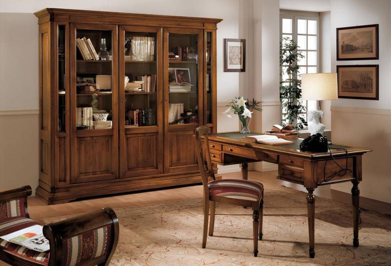 JVmoebel Büromöbel-Set Büro Set Holztisch Stuhl Bücherregal Regal Schränke 3tlg. Sets Braun, Made in Europa von JVmoebel