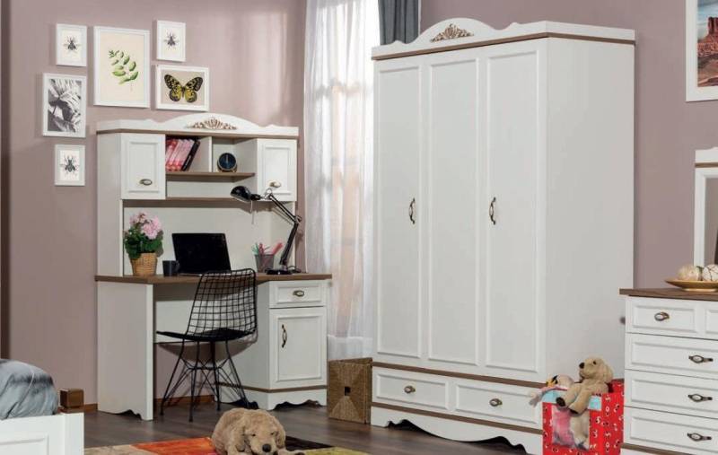 JVmoebel Kinderschreibtisch Klassischer Weißer Schreibtisch Jugendzimmermöbel Luxus Tisch (Schreibtisch), Made in Europa von JVmoebel