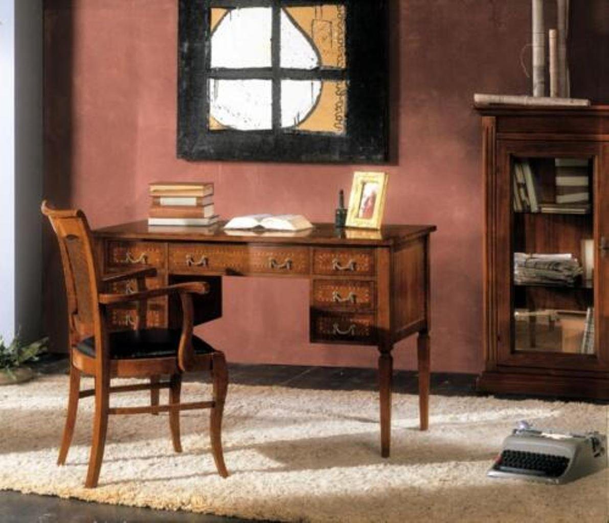 JVmoebel Schreibtisch, Schreibtisch und Stuhl aus Holz mit Armlehnen Bücherregal von JVmoebel