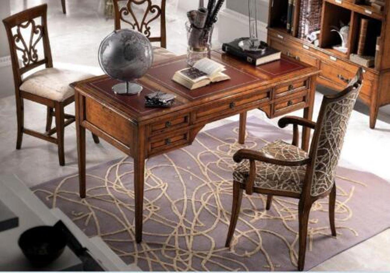 JVmoebel Schreibtisch, Schreibtisch Stuhl Holz Armlehnen Büromöbel Design 4tlg von JVmoebel