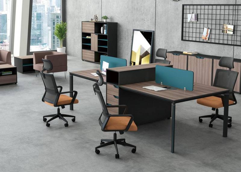 JVmoebel Schreibtisch schreibtisch workstation tisch 4 arbeitsplätze counter holz tische, Made in Europa von JVmoebel