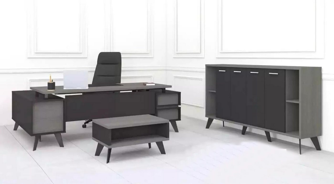 JVmoebel Büromöbel-Set Arbeitszimmer Büro Möbel Schreibtisch Couchtisch Luxus Aktenschrank, (3-tlg., Eckschreibtisch, Couchtisch, Schrank), Made in Europa von JVmoebel