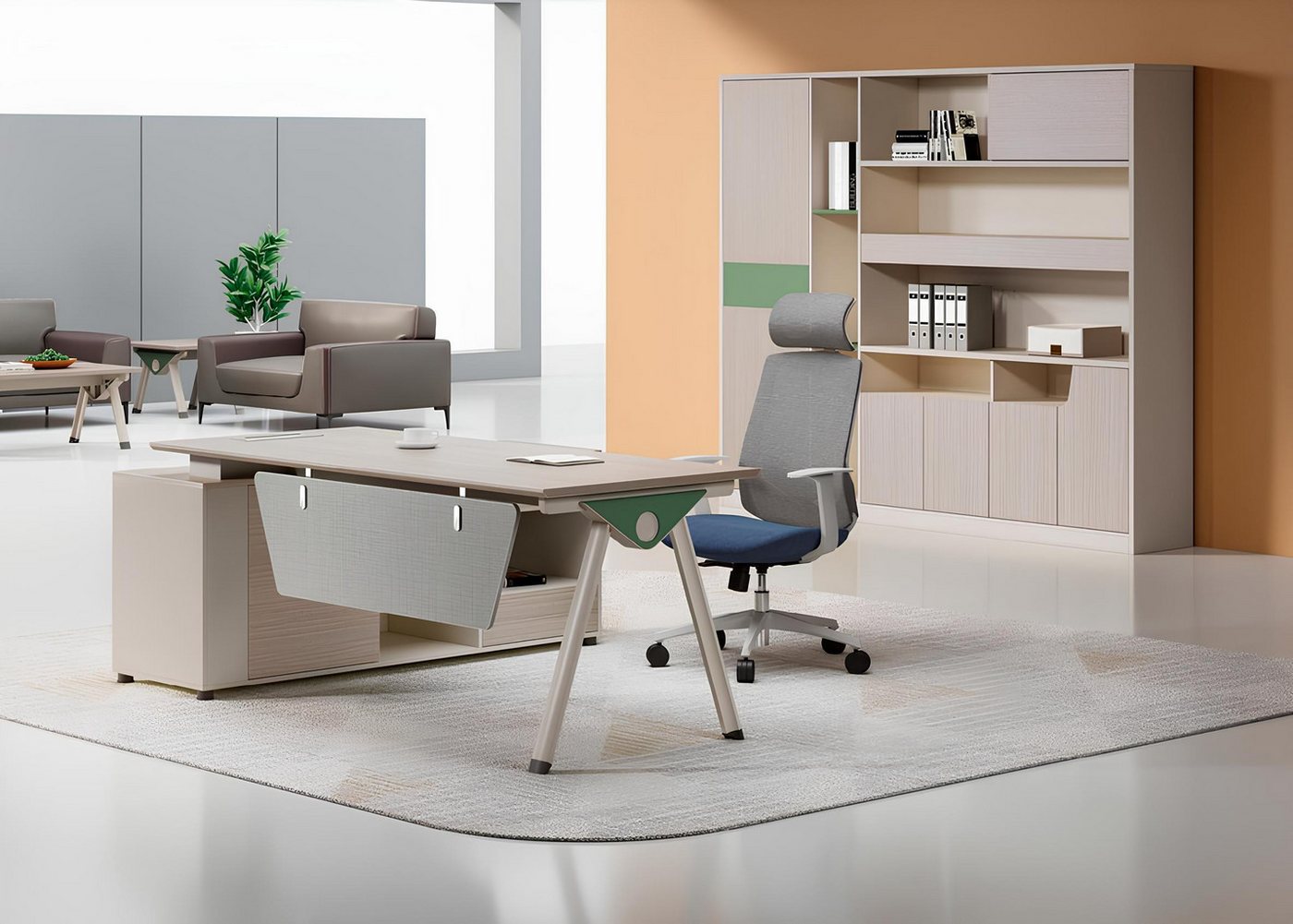 JVmoebel Schreibtisch Beiger Arbeitstisch Designer Büro Schreibtisch Luxuriöse Holz Möbel (Arbeitstisch), Made in Europa von JVmoebel