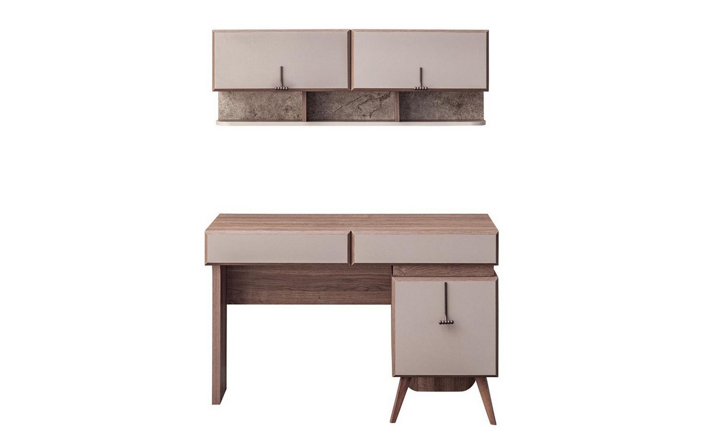 JVmoebel Schreibtisch Beiger Bürotisch mit Wandschrank und Computertisch Set (2-St., 1x Schreibtisch + 1x Wandschrank), Made in Europa von JVmoebel