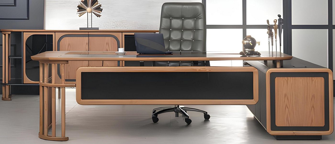 JVmoebel Eckschreibtisch Braun Schwarz Schreibtisch 240x100cm Luxus Tisch Chefschreibtisch (1-St., Eckschreibtisch), Made in Europa von JVmoebel