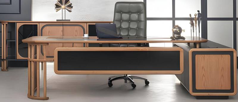 JVmoebel Eckschreibtisch Braun Schwarz Schreibtisch 240x100cm Luxus Tisch Chefschreibtisch (1-St., Eckschreibtisch), Made in Europa von JVmoebel