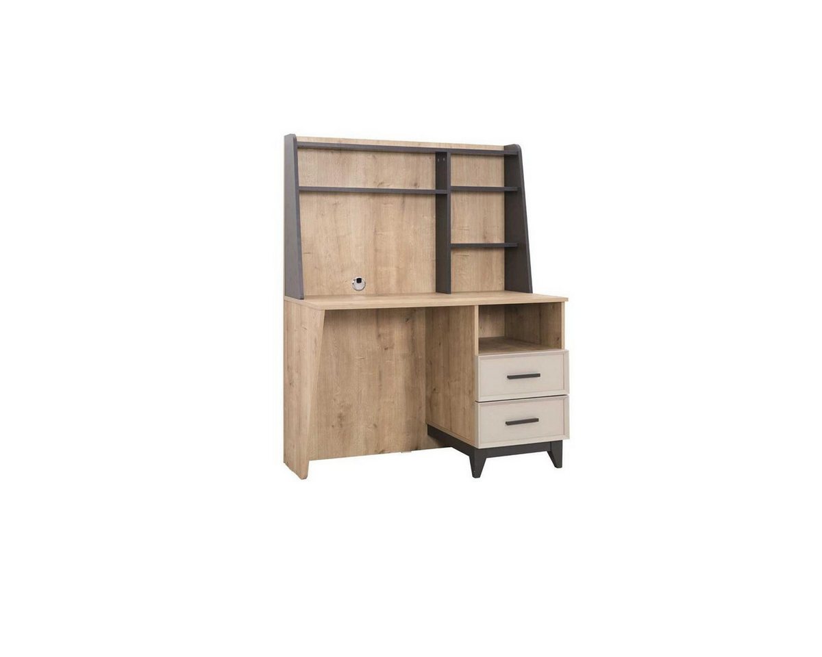 JVmoebel Kinderschreibtisch Brauner Computertisch für Kinderzimmer mit Regalen aus Holz (1-St., Schreibtisch), Made in Europa von JVmoebel
