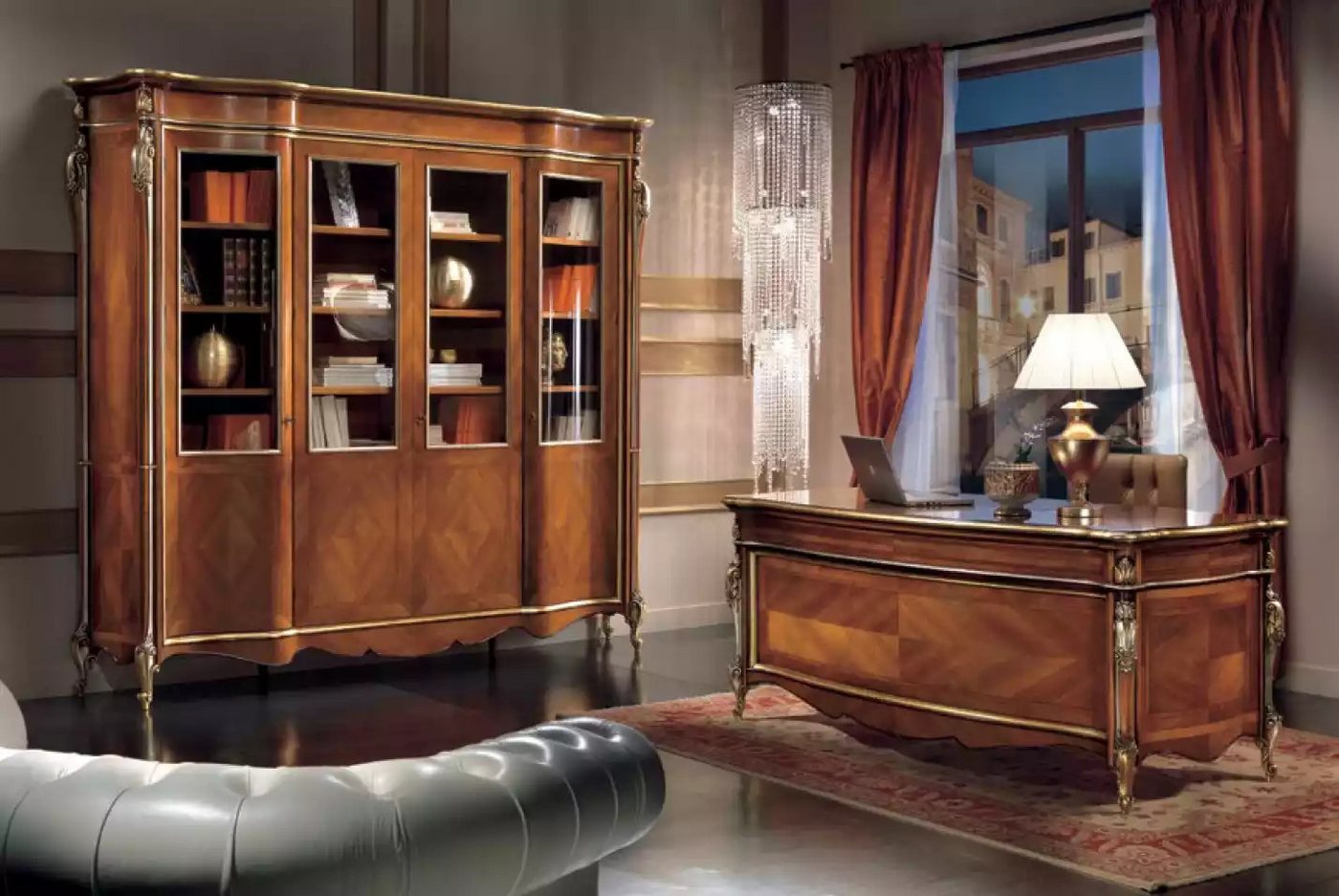 JVmoebel Büromöbel-Set Büro Schreibtisch Komplettes Set Möbel Luxus Italien Tisch 2tlg., (2-tlg., 1x Schreibtisch + 1x Bücherregal), Made in Europa von JVmoebel