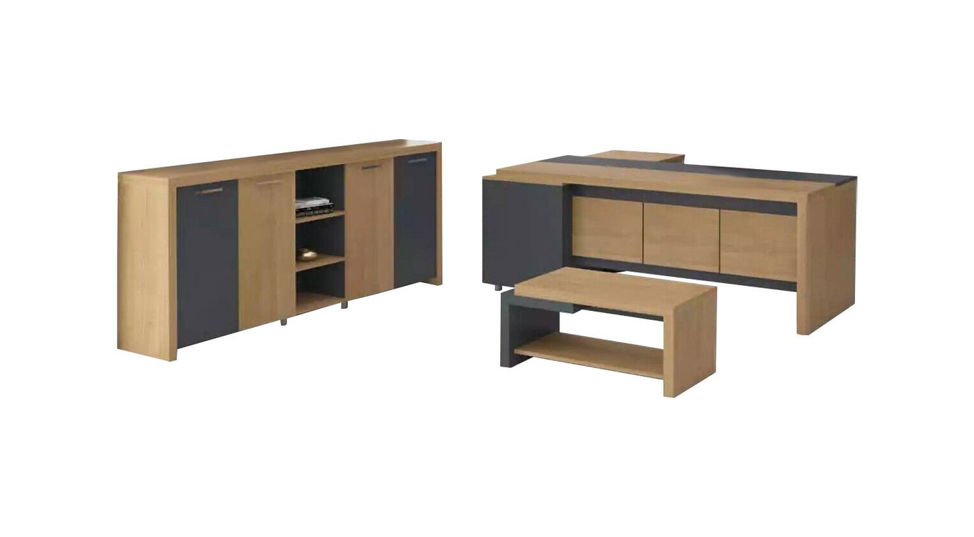 JVmoebel Schreibtisch Büroeinrichtungsmöbel Schreibtisch Kommode Couchtisch Luxus Möbel (3-St., Eckschreibtisch, Couchtisch, Schrank), Made in Europa von JVmoebel