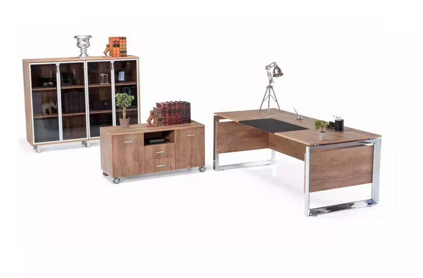 JVmoebel Büromöbel-Set Büromöbel Set braun Schreibtisch Kommode Aktenschrank Set Möbel, (3-tlg., Schreibtisch/Schreibtisch/Kommode), Made in Europa von JVmoebel