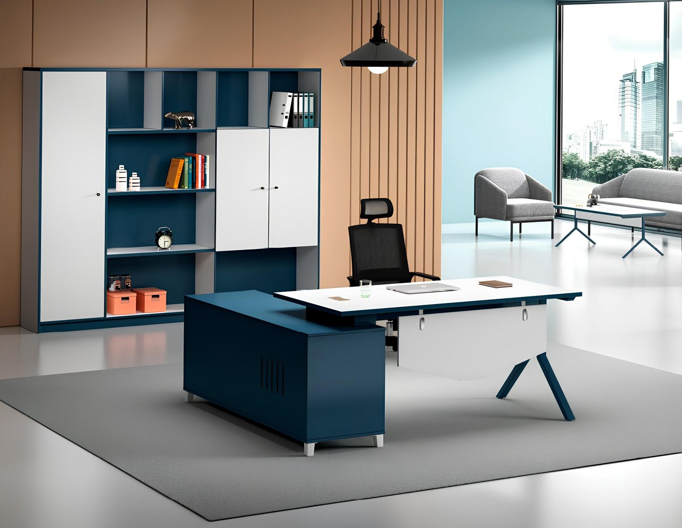 JVmoebel Eckschreibtisch Edle Arbeitszimmer Garnitur Designer Büroschrank Moderner Arbeitstisch (Arbeitstisch + Schrank), Made in Europa von JVmoebel