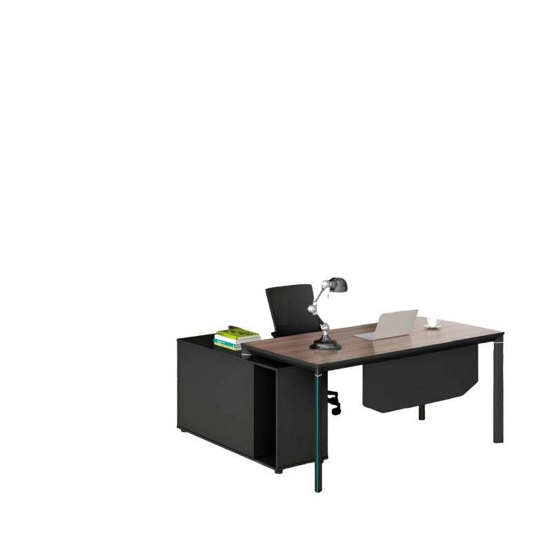 JVmoebel Schreibtisch Garnitur Büromöbel Arbeitstisch Büroschrank Schwarz Holz Büro Tisch (Arbeitstisch + Schrank), Made in Europa von JVmoebel