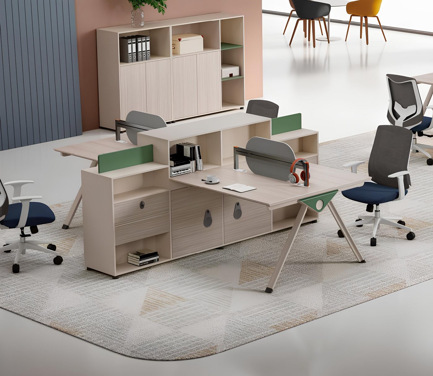 JVmoebel Schreibtisch Großer Beiger Arbeitstisch Designer Bürotische Luxuriöse Holz Möbel (Arbeitstisch), Made in Europa von JVmoebel