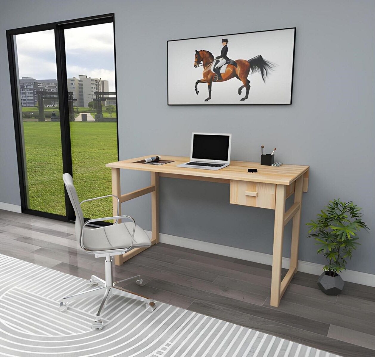JVmoebel Schreibtisch Hellbeiger Kompakter Schreibtisch Designer Computertisch Edle Büro (Schreibtisch), Made in Europa von JVmoebel