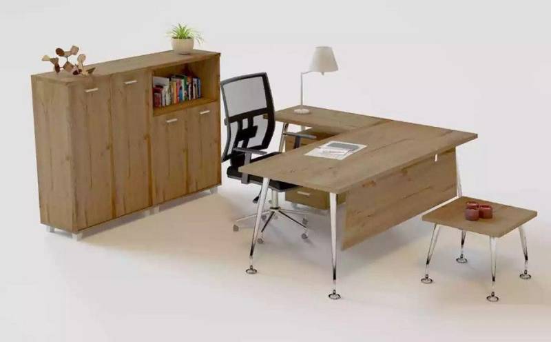 JVmoebel Büromöbel-Set Holz Büro Set Eckschreibtisch Kommode 2x Aktenschrank Couchtisch, (5-tlg., Eckschreibtisch/Kommode/2x Aktenschrank/Couchtisch), Made in Europa von JVmoebel