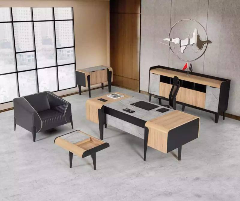 JVmoebel Büro-Set Holzmöbel Arbeitszimmermöbel Komplettes Set Schreibtisch Schränke, Made in Europa von JVmoebel