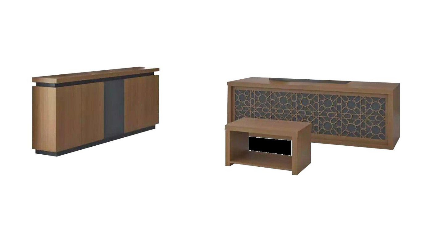 JVmoebel Schreibtisch Holzmöbel Büro Set Schreibtisch Couchtisch Designer (4-St., Schreibtisch, Couchtisch, Beistelltisch, Schrank), Made in Europa von JVmoebel